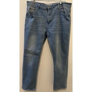 M.Society Men’s Jeans 38x30 Light Wash Straight Leg Stretch Denim Pants